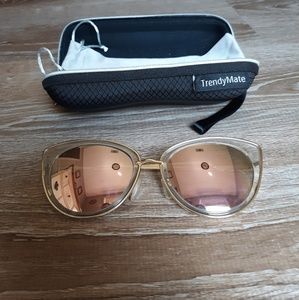 Women Metal Cute Cat Eye Mirror Sunglasses 